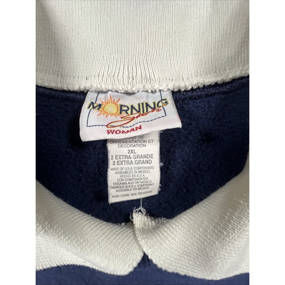 VTG 90s Morning Sun Collared Sweatshirt Womens 2XL Grandma Cottagecore Pullover - Picture 3 of 9